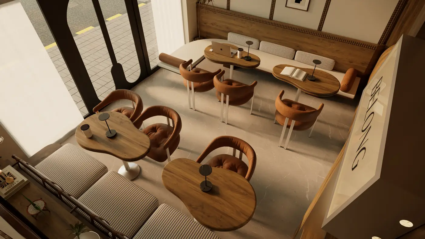 Belong café overhead view