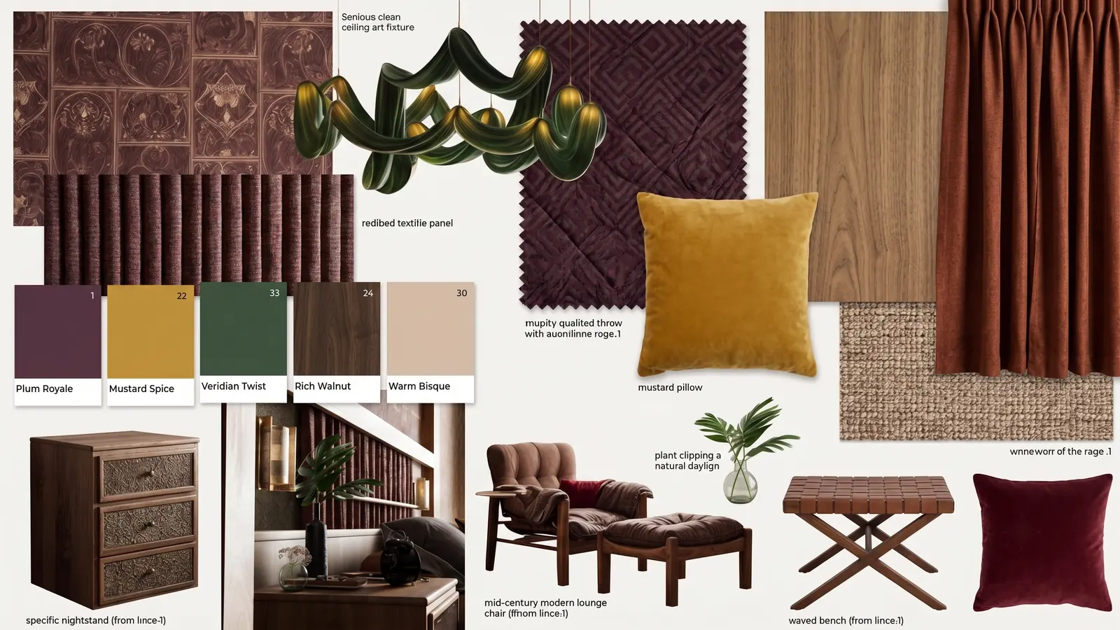 The Velvet Hour materials and FF&E board